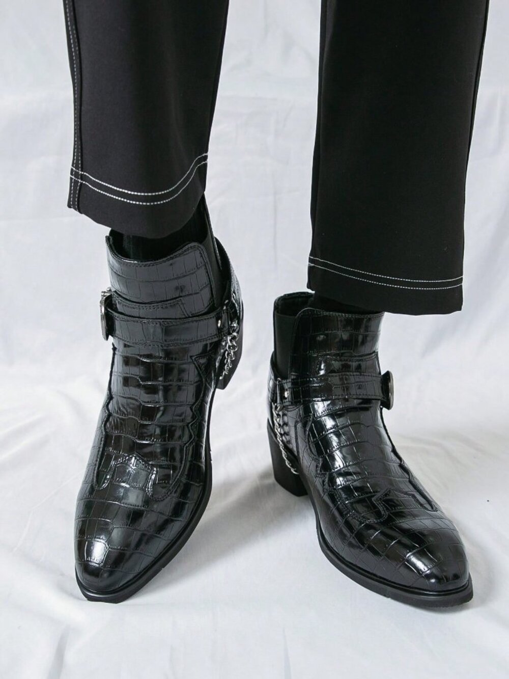 Black Business Men's Slip-On Pointed Toe Oxfords - Picture 9 of 10